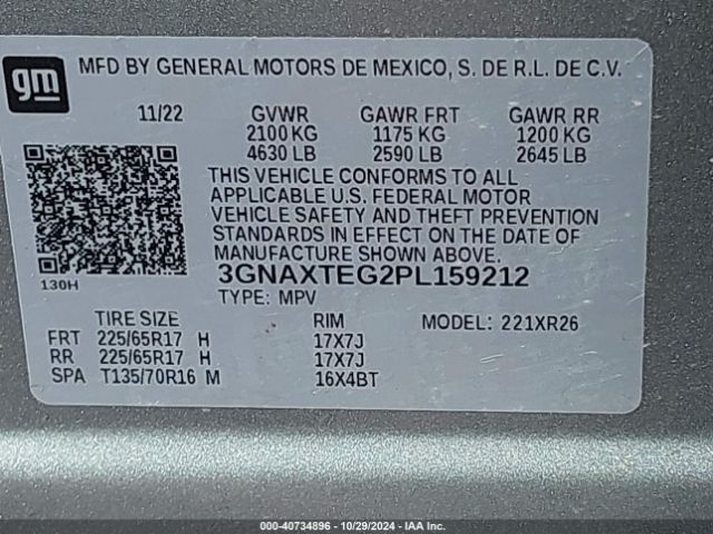 Photo 8 VIN: 3GNAXTEG2PL159212 - CHEVROLET EQUINOX 