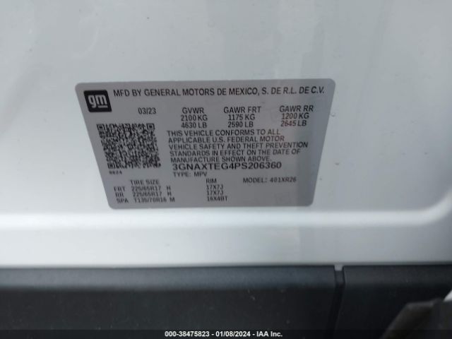 Photo 8 VIN: 3GNAXTEG4PS206360 - CHEVROLET EQUINOX 