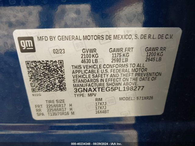 Photo 8 VIN: 3GNAXTEG5PL198277 - CHEVROLET EQUINOX 