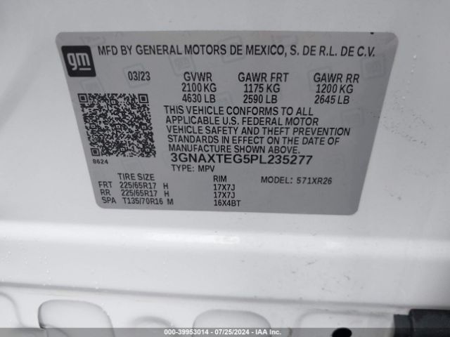 Photo 8 VIN: 3GNAXTEG5PL235277 - CHEVROLET EQUINOX 