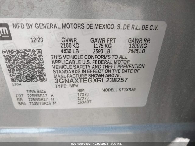 Photo 8 VIN: 3GNAXTEGXRL238257 - CHEVROLET EQUINOX 