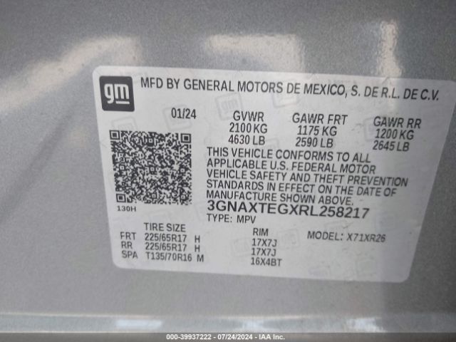 Photo 8 VIN: 3GNAXTEGXRL258217 - CHEVROLET EQUINOX 