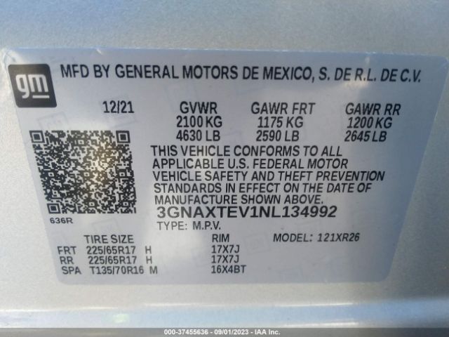 Photo 8 VIN: 3GNAXTEV1NL134992 - CHEVROLET EQUINOX 