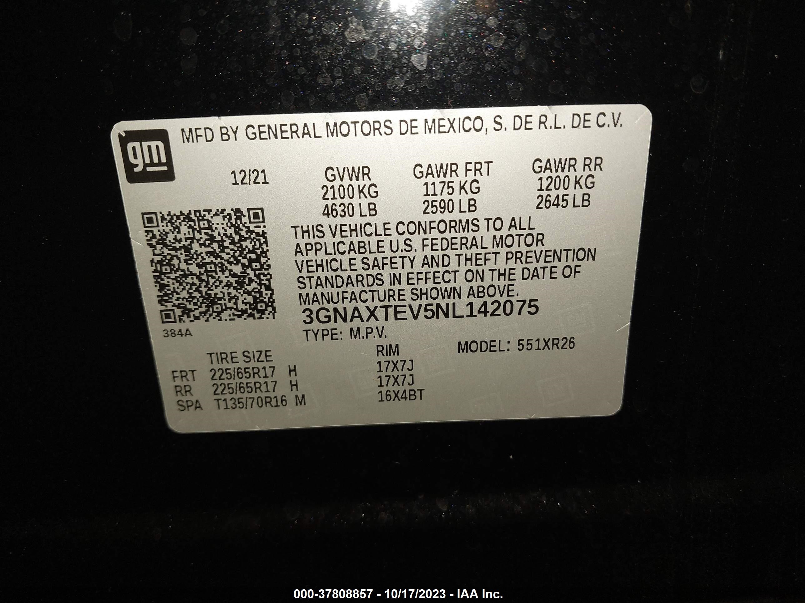 Photo 8 VIN: 3GNAXTEV5NL142075 - CHEVROLET EQUINOX 