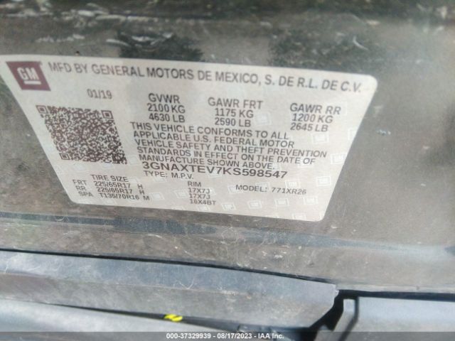 Photo 8 VIN: 3GNAXTEV7KS598547 - CHEVROLET EQUINOX 