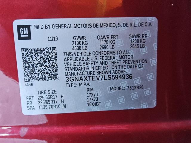 Photo 12 VIN: 3GNAXTEV7LS594936 - CHEVROLET EQUINOX LT 