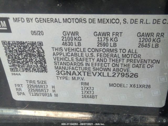 Photo 8 VIN: 3GNAXTEVXLL279526 - CHEVROLET EQUINOX 