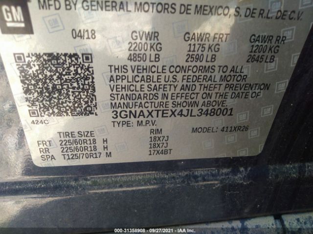 Photo 8 VIN: 3GNAXTEX4JL348001 - CHEVROLET EQUINOX 