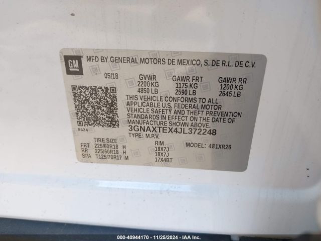 Photo 8 VIN: 3GNAXTEX4JL372248 - CHEVROLET EQUINOX 