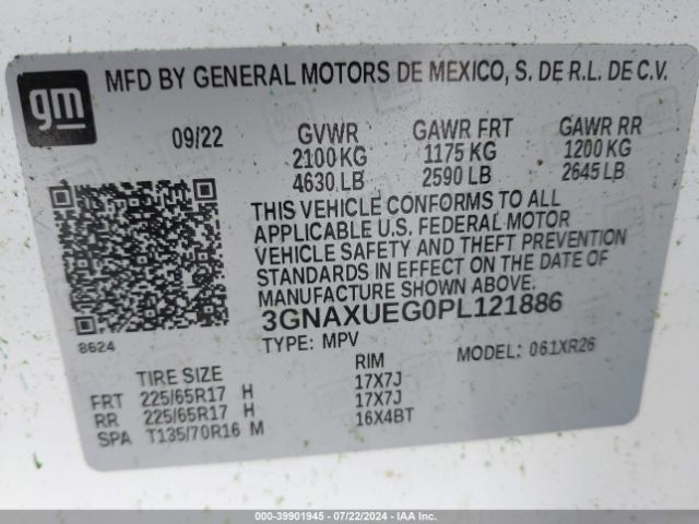 Photo 8 VIN: 3GNAXUEG0PL121886 - CHEVROLET EQUINOX 