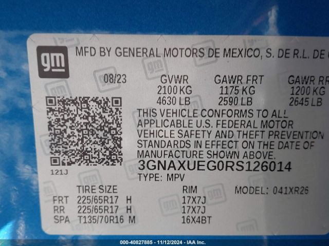 Photo 8 VIN: 3GNAXUEG0RS126014 - CHEVROLET EQUINOX 