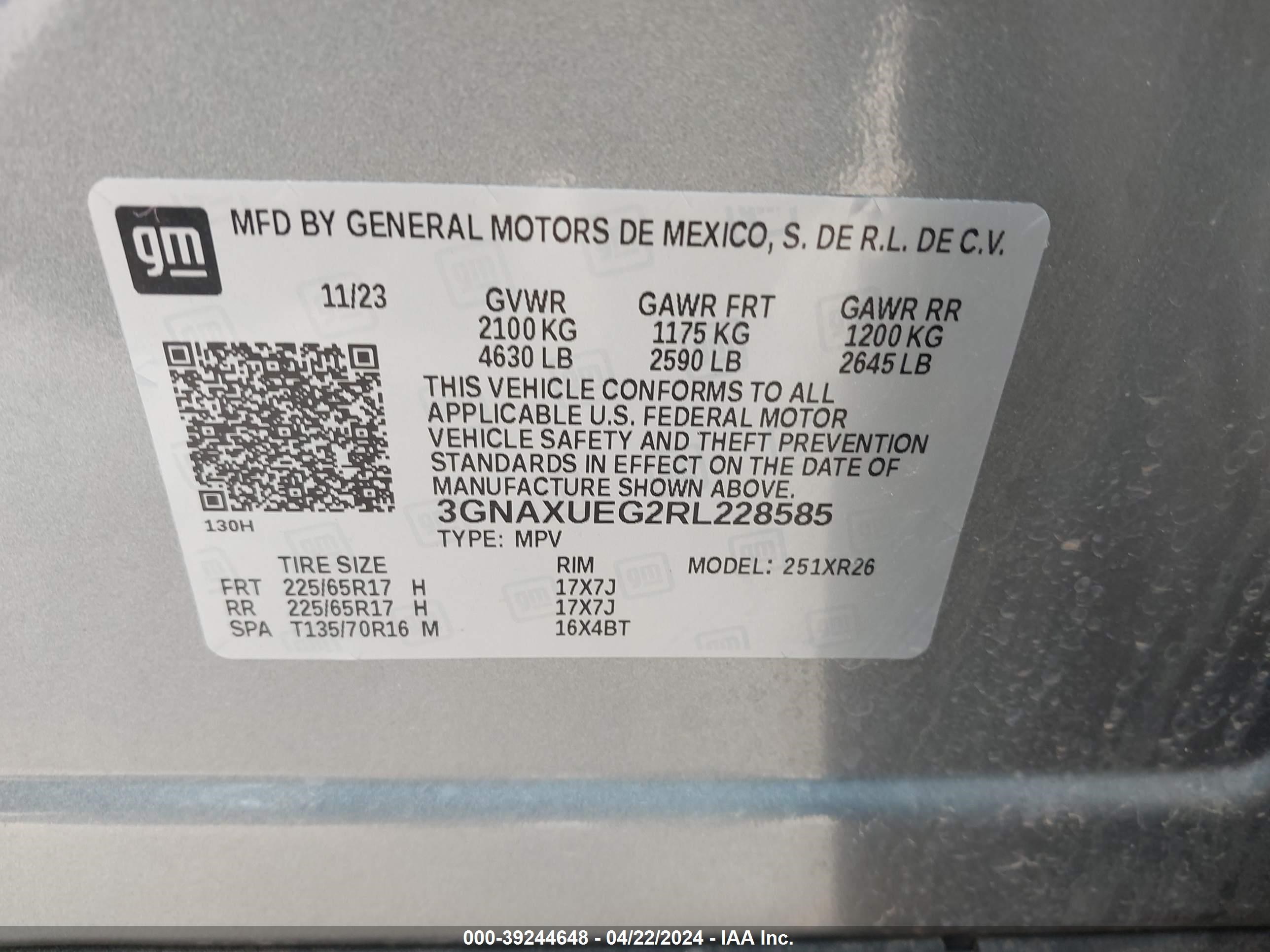 Photo 8 VIN: 3GNAXUEG2RL228585 - CHEVROLET EQUINOX 