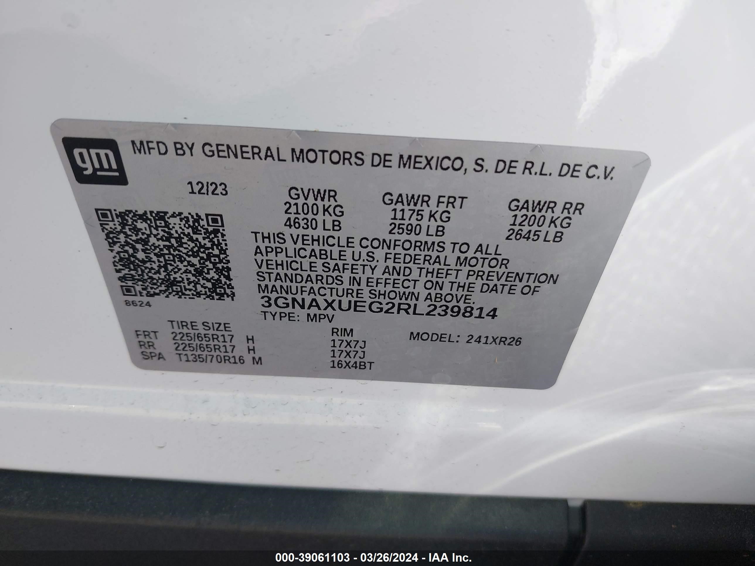 Photo 8 VIN: 3GNAXUEG2RL239814 - CHEVROLET EQUINOX 