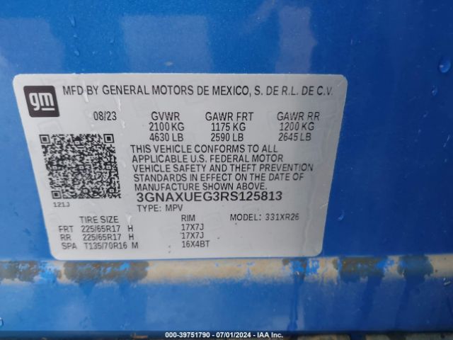 Photo 8 VIN: 3GNAXUEG3RS125813 - CHEVROLET EQUINOX 