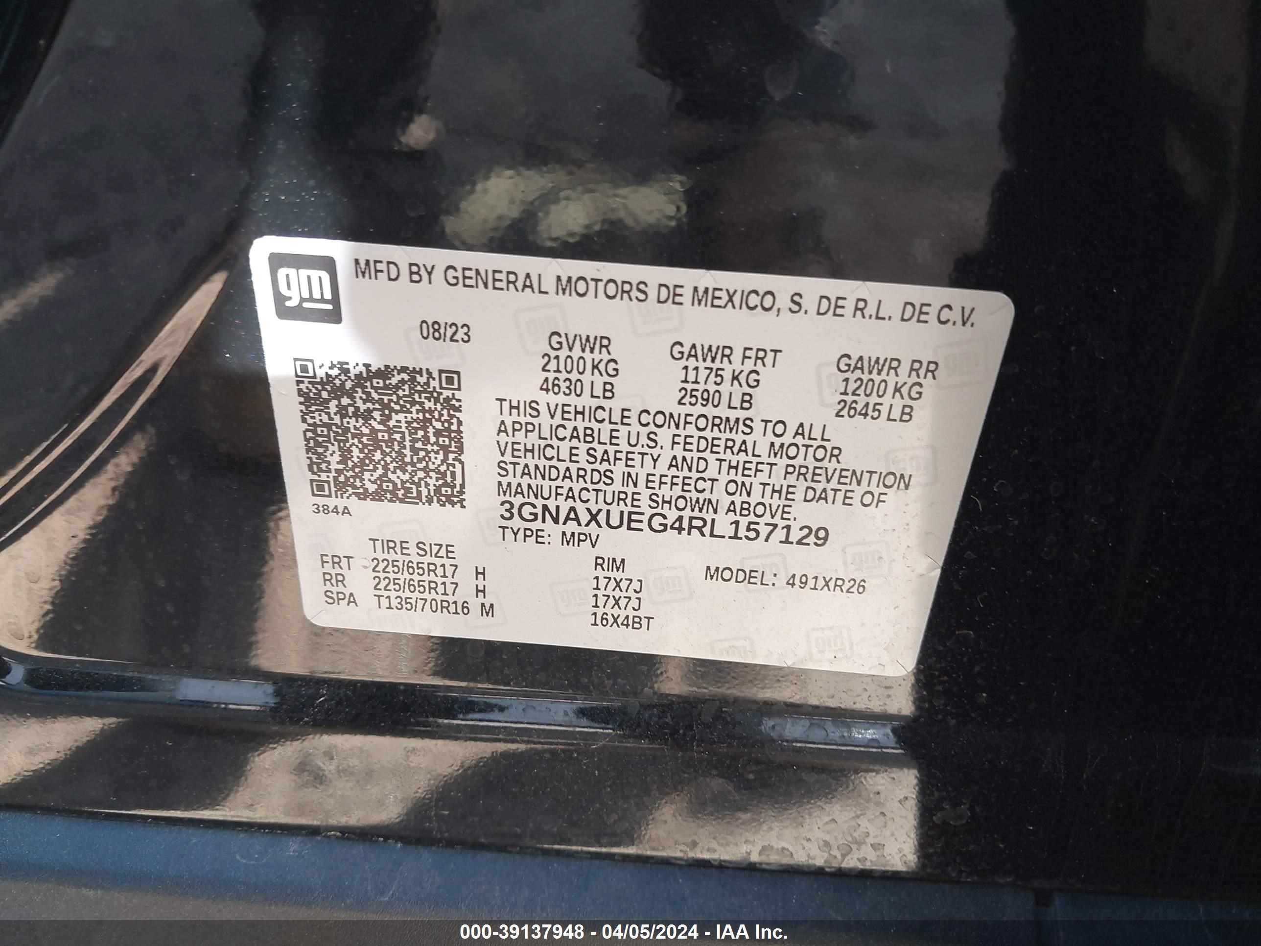 Photo 8 VIN: 3GNAXUEG4RL157129 - CHEVROLET EQUINOX 