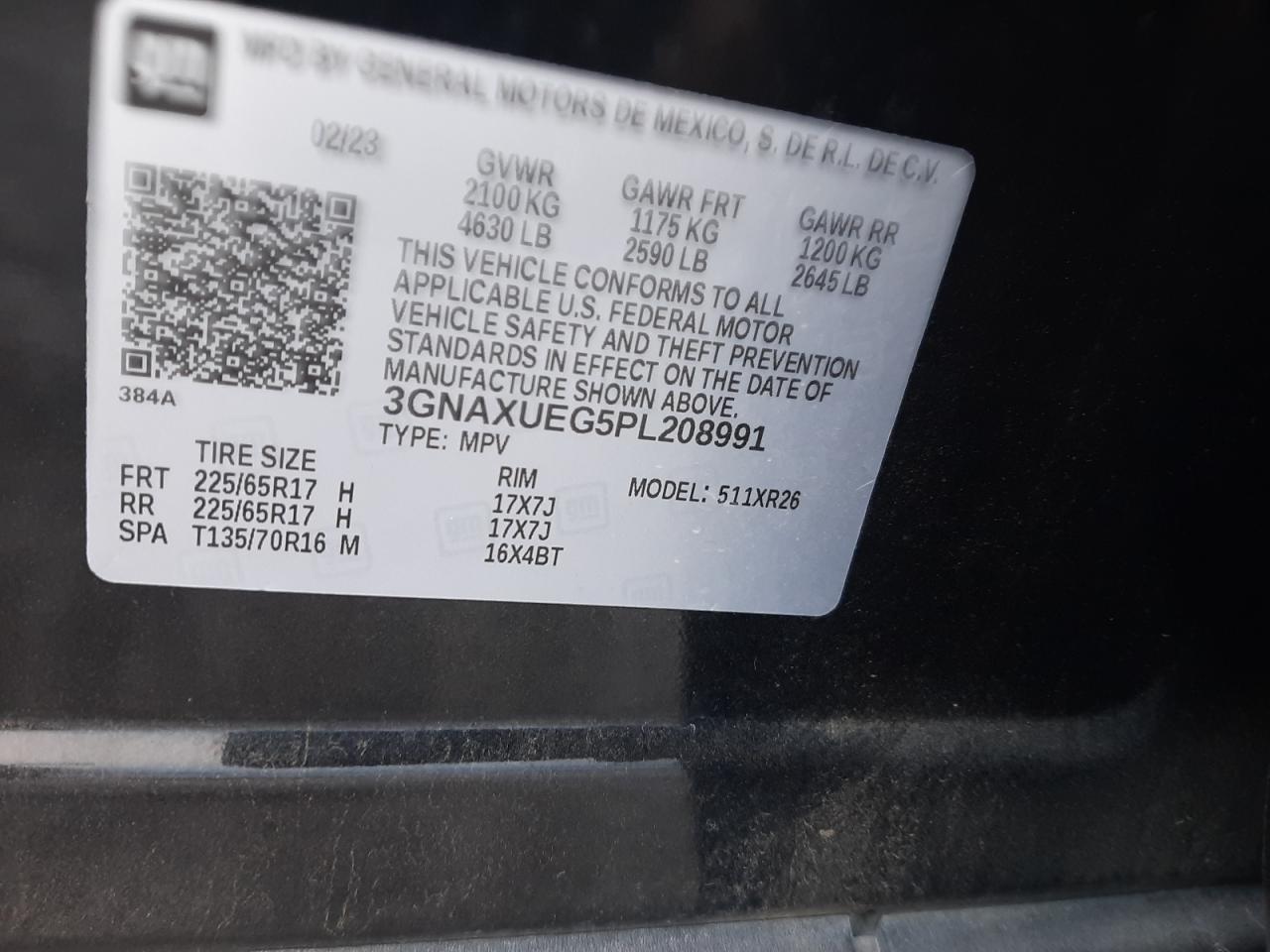 Photo 11 VIN: 3GNAXUEG5PL208991 - CHEVROLET EQUINOX 