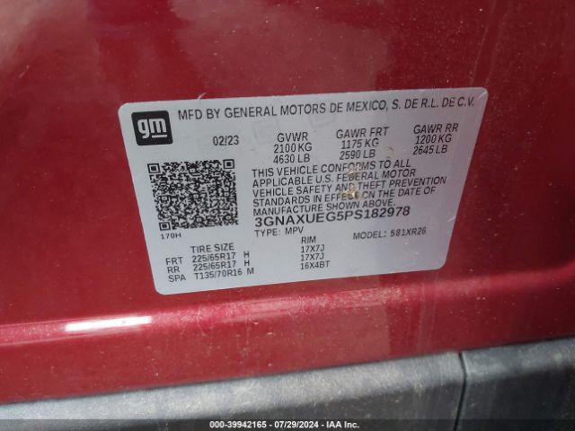 Photo 8 VIN: 3GNAXUEG5PS182978 - CHEVROLET EQUINOX 