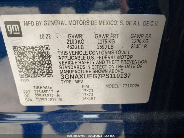 Photo 8 VIN: 3GNAXUEG7PS119137 - CHEVROLET EQUINOX 