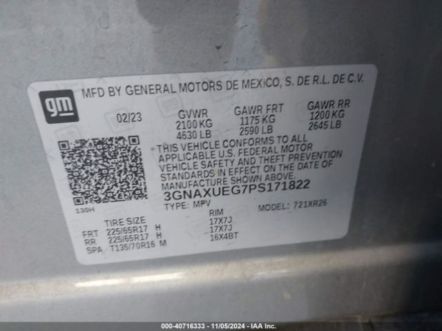 Photo 8 VIN: 3GNAXUEG7PS171822 - CHEVROLET EQUINOX 