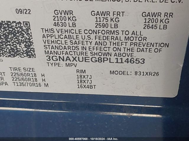 Photo 8 VIN: 3GNAXUEG8PL114653 - CHEVROLET EQUINOX 