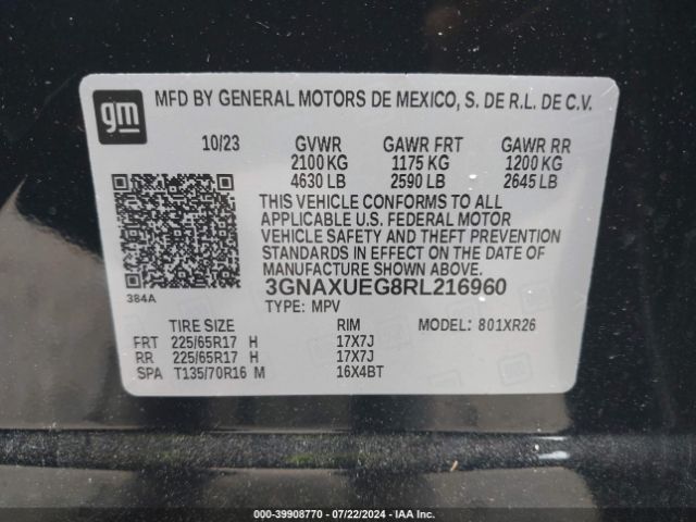 Photo 8 VIN: 3GNAXUEG8RL216960 - CHEVROLET EQUINOX 