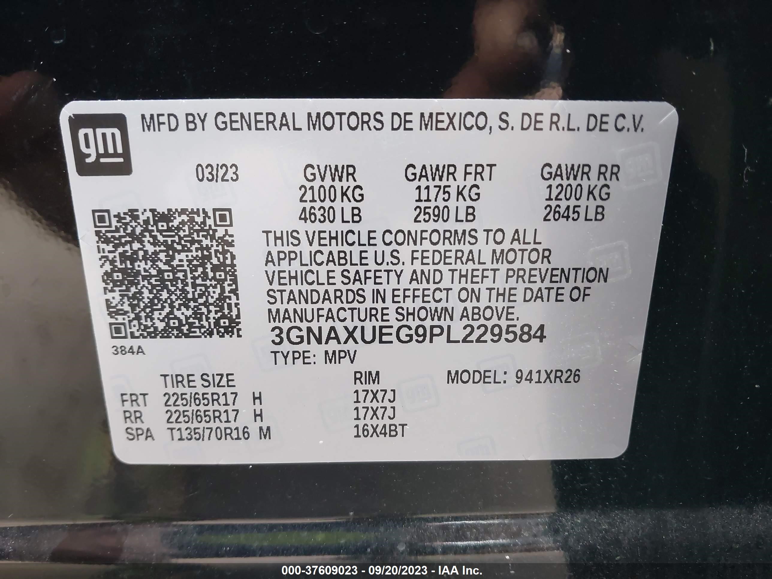 Photo 8 VIN: 3GNAXUEG9PL229584 - CHEVROLET EQUINOX 