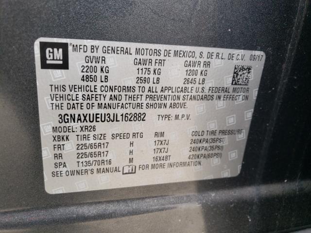 Photo 9 VIN: 3GNAXUEU3JL162882 - CHEVROLET EQUINOX LT 