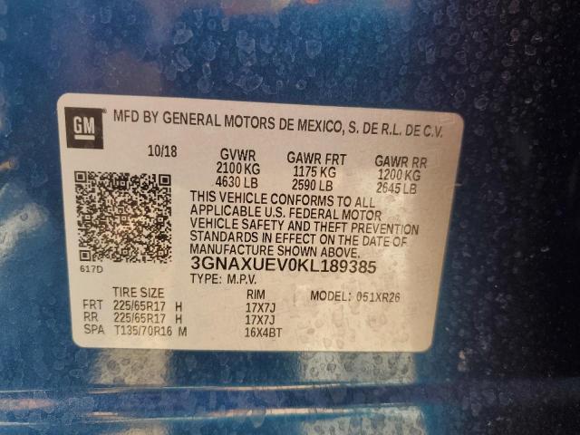 Photo 12 VIN: 3GNAXUEV0KL189385 - CHEVROLET EQUINOX 