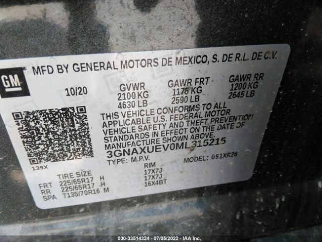 Photo 8 VIN: 3GNAXUEV0ML315215 - CHEVROLET EQUINOX 