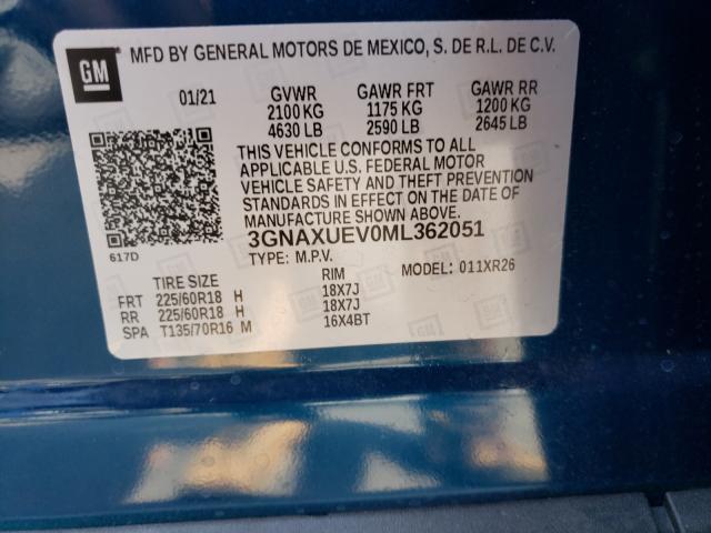 Photo 9 VIN: 3GNAXUEV0ML362051 - CHEVROLET EQUINOX LT 