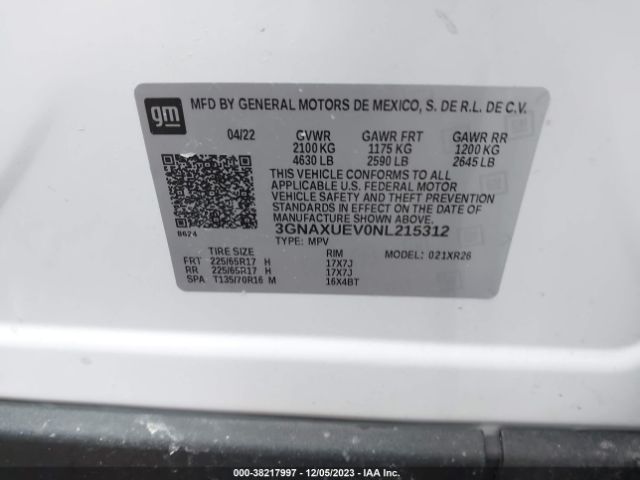 Photo 8 VIN: 3GNAXUEV0NL215312 - CHEVROLET EQUINOX 