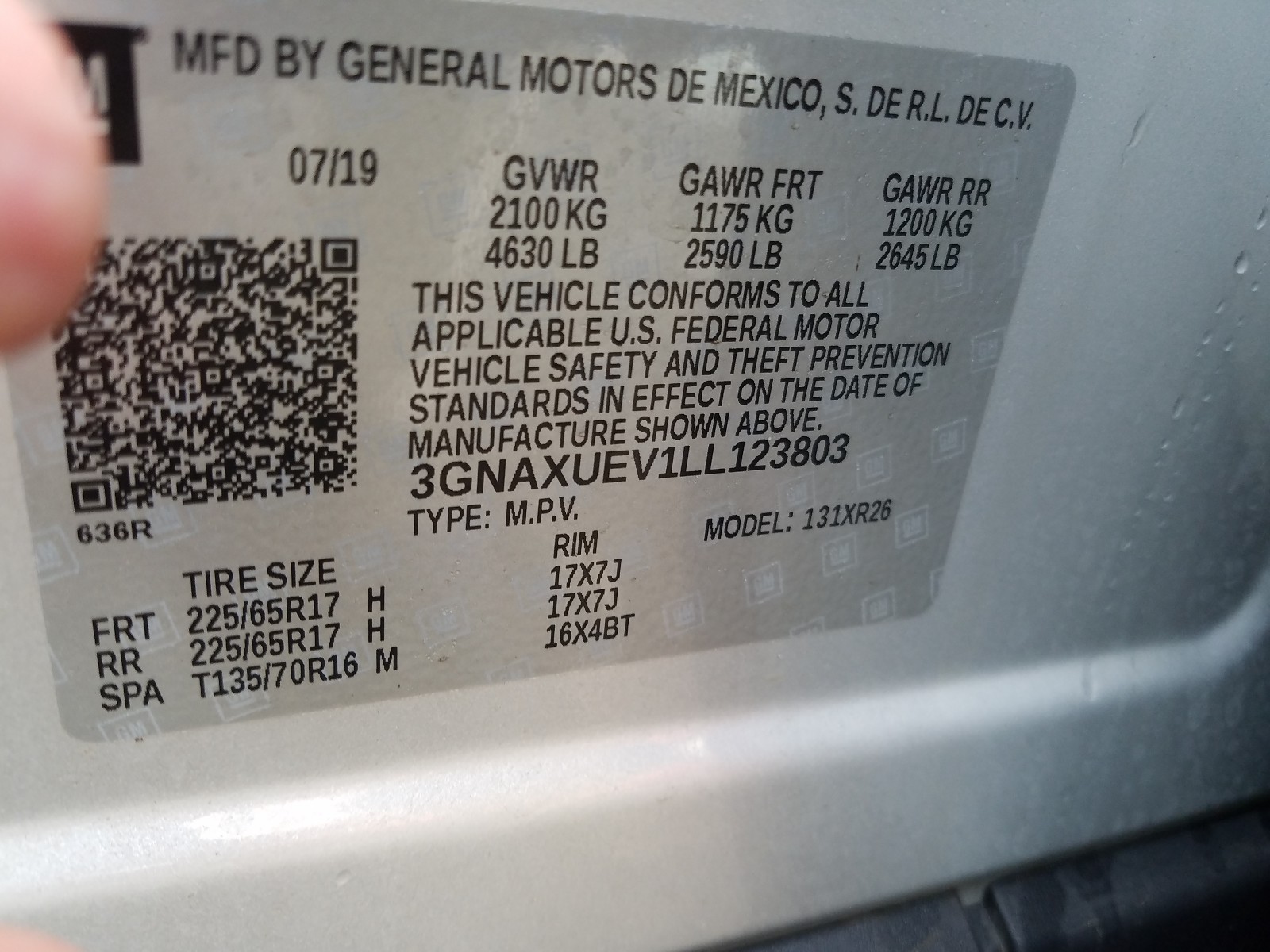 Photo 9 VIN: 3GNAXUEV1LL123803 - CHEVROLET EQUINOX LT 