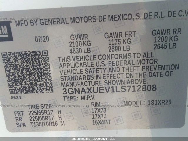 Photo 8 VIN: 3GNAXUEV1LS712808 - CHEVROLET EQUINOX 