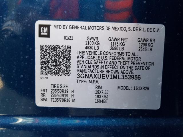 Photo 9 VIN: 3GNAXUEV1ML353956 - CHEVROLET EQUINOX LT 