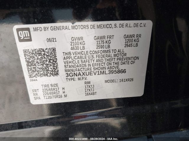 Photo 8 VIN: 3GNAXUEV1ML395866 - CHEVROLET EQUINOX 