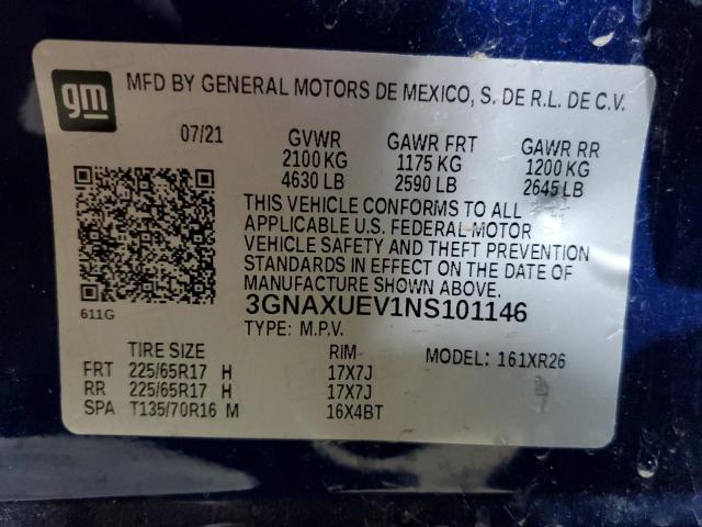 Photo 12 VIN: 3GNAXUEV1NS101146 - CHEVROLET EQUINOX LT 