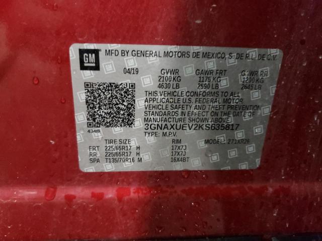 Photo 11 VIN: 3GNAXUEV2KS635817 - CHEVROLET EQUINOX LT 