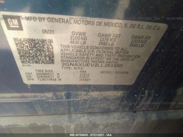 Photo 8 VIN: 3GNAXUEV2LL281650 - CHEVROLET EQUINOX 