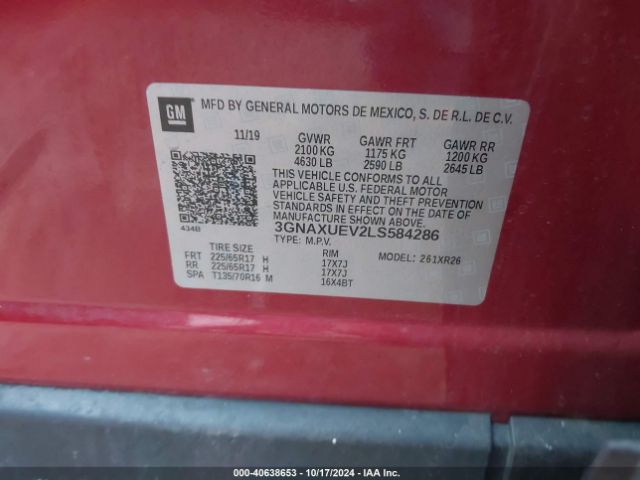 Photo 8 VIN: 3GNAXUEV2LS584286 - CHEVROLET EQUINOX 