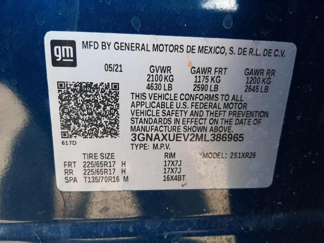 Photo 12 VIN: 3GNAXUEV2ML386965 - CHEVROLET EQUINOX LT 