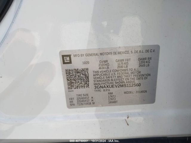 Photo 8 VIN: 3GNAXUEV2MS112560 - CHEVROLET EQUINOX 