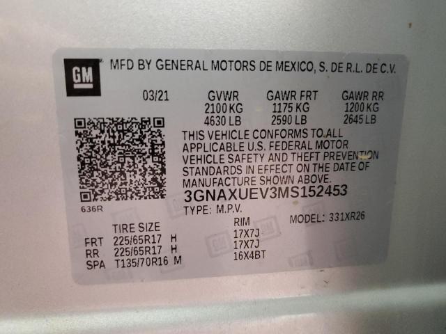 Photo 12 VIN: 3GNAXUEV3MS152453 - CHEVROLET EQUINOX LT 