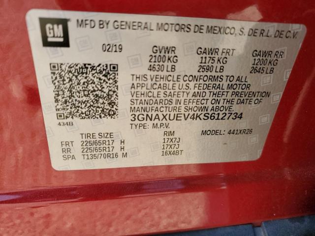 Photo 12 VIN: 3GNAXUEV4KS612734 - CHEVROLET EQUINOX 