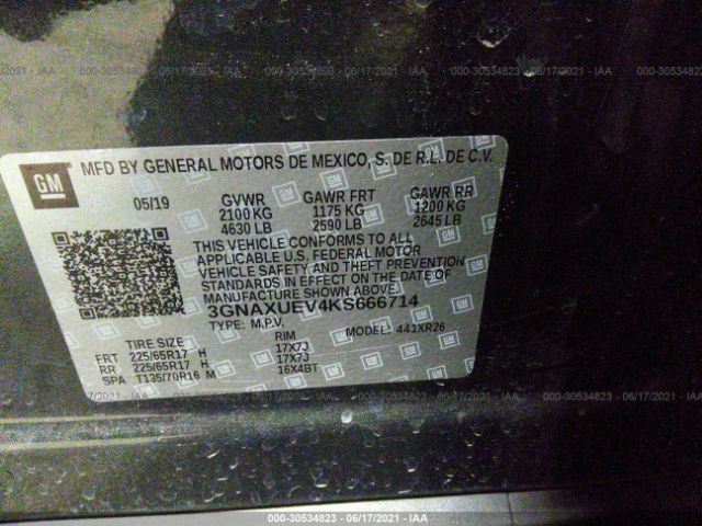 Photo 8 VIN: 3GNAXUEV4KS666714 - CHEVROLET EQUINOX 