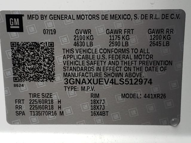 Photo 9 VIN: 3GNAXUEV4LS512974 - CHEVROLET EQUINOX LT 