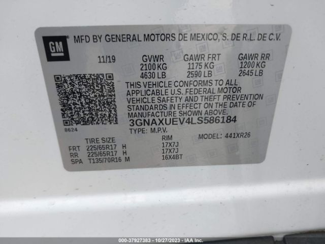 Photo 8 VIN: 3GNAXUEV4LS586184 - CHEVROLET EQUINOX 