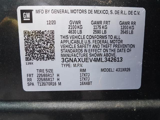 Photo 9 VIN: 3GNAXUEV4ML342613 - CHEVROLET EQUINOX LT 