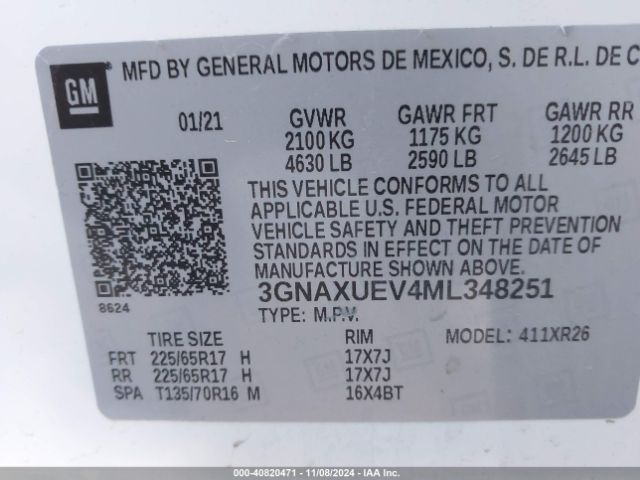 Photo 8 VIN: 3GNAXUEV4ML348251 - CHEVROLET EQUINOX 