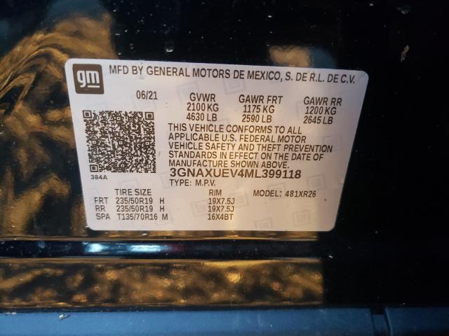 Photo 9 VIN: 3GNAXUEV4ML399118 - CHEVROLET EQUINOX LT 