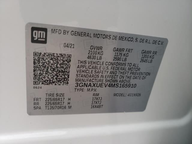 Photo 9 VIN: 3GNAXUEV4MS165910 - CHEVROLET EQUINOX LT 